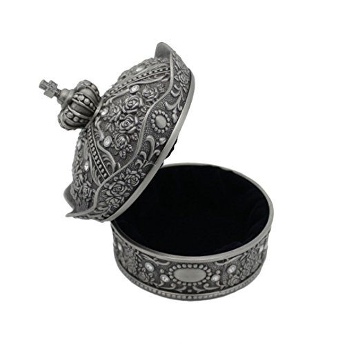 Naimo Vintage Antique Crown Jewelry Box With Rose Sculpture Metal Retro Trinket Storage Organizer Creative Christmas Brithday Gift #TOP4
