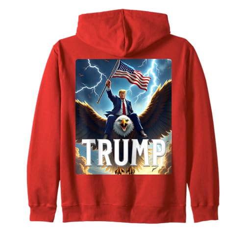 President Trump Riding an Eagle. Patriotic Political Zip Hoodie
