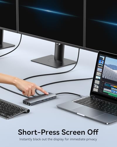 Laptop Docking Station 3 Monitors, USB C Hub with 2 HDMI 2DP, RJ45 Ethernet, 5 Gbps USB C/A, 100W PD SD/microSD for Dell/HP/Lenovo - MOKiN