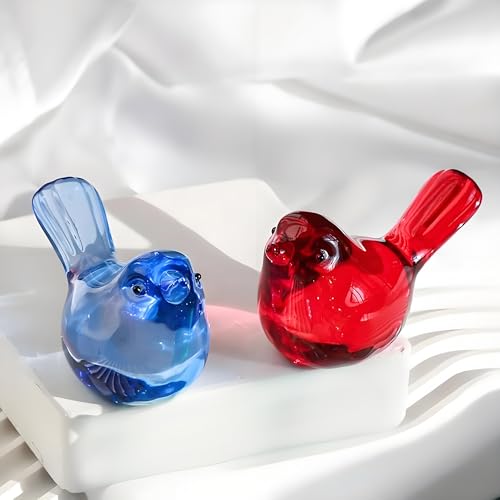 2 Figuras de cristal pájaro color azul oscuro miniatura 5