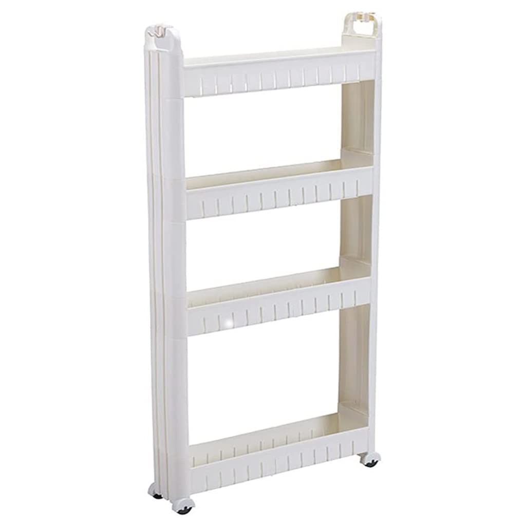 Carrello portaoggetti a 4 ripiani per cucina e bagno, ripiani larghi 10 cm, salvaspazio, con ruote, cestini rimovibili, versatile, facile da trasportare