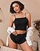 Avidlove Women Cami Pajama Set Sexy Sleepwear Ribbed Sleep Set Short PJ Soft Lingerie Set Black Large
