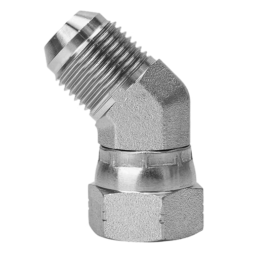 Image of 6502-10-10 Hydraulic Fitting Replacement 45 Elbow 5 /8 inch JIC (7 /8 inch-14 thread) Male x 5 /8 inch JIC (7 /8 inch-14 thread) Female Swivel 45 Degree Carbon Steel