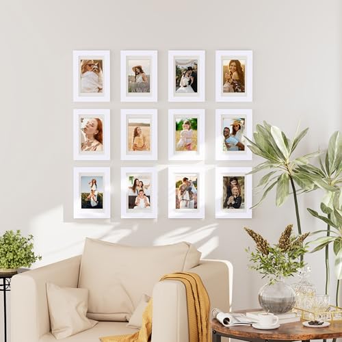 decorUhome 4x6 Picture Frame Set of 10, Display Photos 3.5x5 with Mat or 4x6 Unmatted for Picture Frames Collage Wall Decor, White