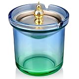 cenicero cristal baccarat 【FÁCIL DE LIMPIAR】La superficie de cristal es lisa, y el cenicero es fácil de limpiar y usar. Todo lo que necesita hacer es quitar la tapa superior a prueba de viento, agregar detergente y simplemente limpiarla con agua y toallas.