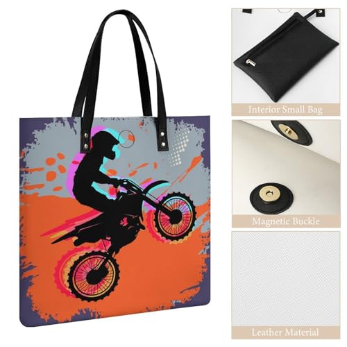 Tote bag Motocyclette Sautante femmes grand sac à main cabas de voyage 39x39cm