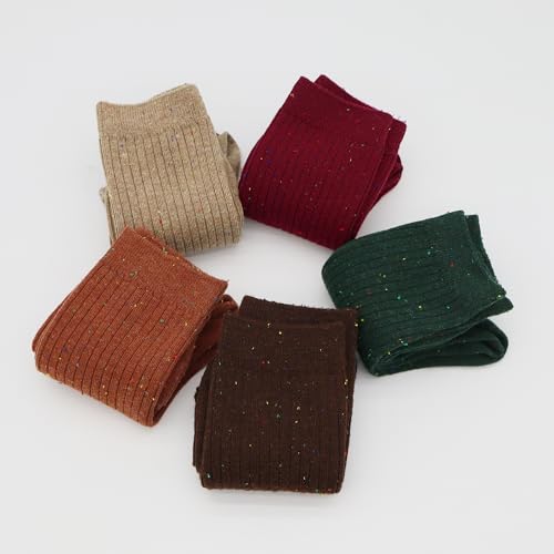 SERISIMPLE Kids Crew Socks Colorful Cute Thin Cotton Casual Mid-Calf Ribbed Sock Fashion Vertical Stripe Boy Girls 5 Pairs4