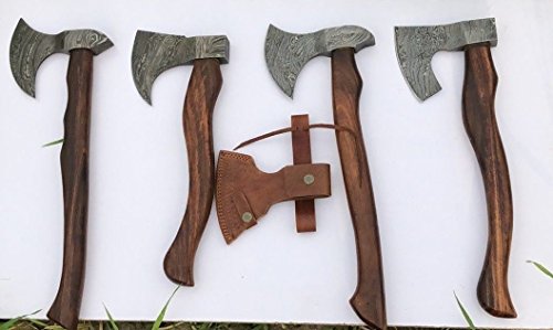 MOUNTAINFORGE Custom Hand Forged Damascus Steel Axe 4 Hatchet Survival Axe Camping Axe - Bushcraft Axe - Wood Axe - Battle Axe - Damascus Steel Axe - Viking Axe with Sheath MOUNTAINFORGE Custom Hand Forged Damascus Steel Axe 4 Hatchet Survival Axe Camping Axe - Bushcraft Axe - Wood Axe - Battle Axe - Damascus Steel Axe - Viking Axe with Sheath