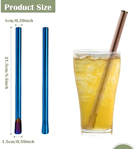 EORTA Stainless Steel Spoon Straws 7-Pack (0.4in) — Two‑in‑One Reusable Wide Smoothie & Milkshake Straws for Juice, Soup