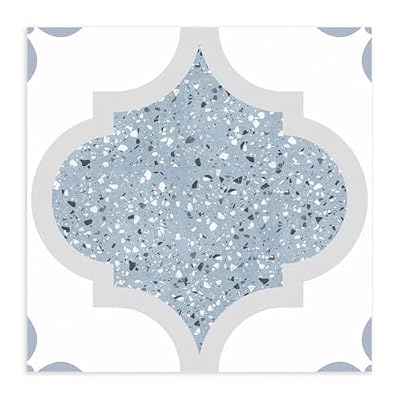 Peel & Stick Floor Tile Stickers Vinyl Flooring for Kitchen Bathroom Pet House and More, Waterproof Removable 8x8 inches 20 Pack (Blue Terrazzo)