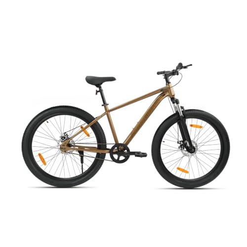 Image of ROADGIANT Squad 24T| MTB | Steel Bicycle | Dual Disc Brakes | Single Speed | Front Suspension | Unisex| for All-Terrain Bike for Ages 13+ Years (Brown)
