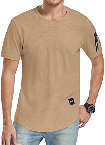 KUYIGO Men's Athletic Shirts Hipster Hip Hop Crewneck T-Shirt with Zip Pocket 2 KUYIGO Men's Athletic Shirts Hipster Hip Hop Crewneck T-Shirt with Zip Pocket