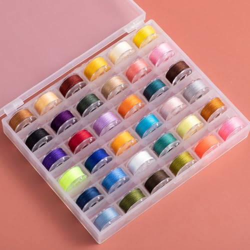 Image of 2 Pieces Sewing Machine Bobbin Case Box Plastic Empty Bobbin Case Box 36 Slots Embroidery Bobbin Case Box Embroidery Machine Bobbin Case Box Sewing Machine Bobbin Organizer Storage, Clear