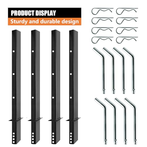 SALUINOKI 4 Pack Upgraded 30 inch Pipe Stake Black for Flatbed Trailer with 1/2 D Ring Welded, 30 inch Flatbed Trailer Stake Side Rail by SALUINOKI - Image 3