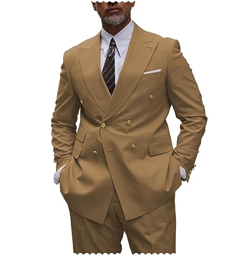 Men's Suits Slim Fit 2-Piece Men's Suits Peak Lapel Double-Breasted for Wedding Men's Suit Jacket Trousers