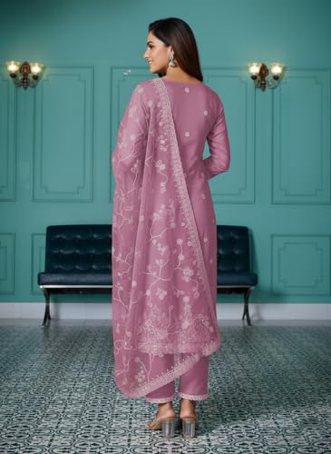Image of SHIENZY Women's Chanderi Kurta Set with Dupatta | Embroidered Straight Kurta Pant Set for Women | Ethnic Kurta for Women | Festive Kurta Pant Dupatta Set | Traditional Indian Outfit