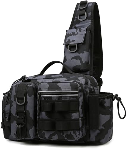 BALAMLB Mochila para Aparejos De Pesca con Soporte para Caña, Bolsa De Pesca Portátil,Transportador De Herramientas De Gran Capacidad,Bolsa Cruzada para Señuelo De Pesca,Equipo De Pesca De Mar,Cebo D