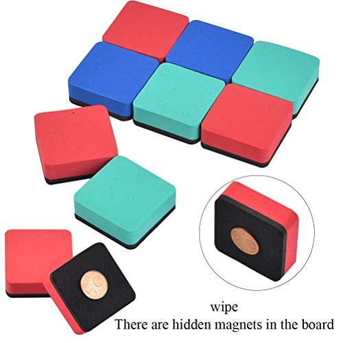 TIMESETL 30 Pack Dry Erase Eraser, Mini Whiteboard Eraser Bulk, Chalkboard Erasers Cleaner for Classroom School Office Home 3 Assorted Colors(Blue, Red, Green), Magnetic Dry Eraser image 3