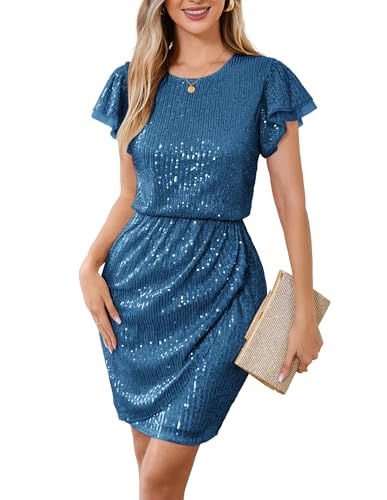 Image of GRACE KARIN Women's Sparkly Sequin Dress Cap Sleeve Party Cocktail Holiday Dress Elegant Glitter Sparkly Dresses for Women