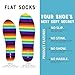 FLAT SOCKS No Show Socks, Sockless Liner, No Slipping, No Stinking, Washable Barefoot Shoe Insert, Multi-Colored Patterns, Rainbow, Small