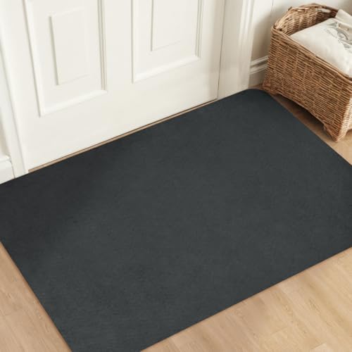 Aoxisicoo Felpudo interior de 90 x 200 cm, lavable, superfina, atrapa la suciedad antideslizante, alfombra duradera, camino de cocina absorbente, gris oscuro