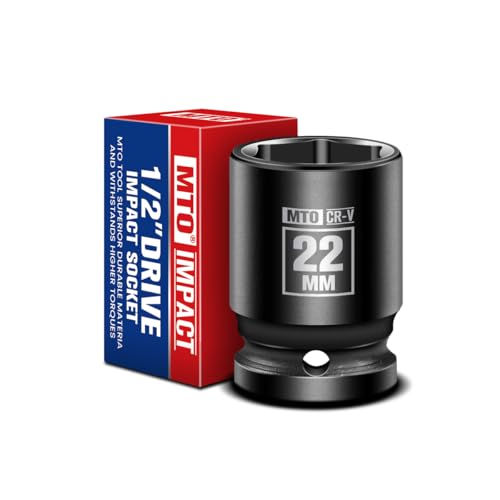 Image of MTO 1 /2 inch Drive 22mm Shallow Impact Socket, 6-Point Metric Socket for Automotive Maintaince, CR-V Steel Meets ANSI Standards