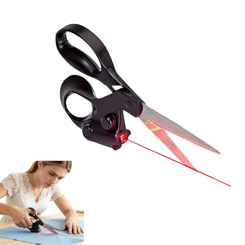 Laser Guided Scissors for Fabric & Paper Heavy Duty Laser Guide Cutting Tool with Upgraded Ergonomic Handle for Sewing Quilting Crafts Dressmaking & Kitchen Use Stainless Steel Blades