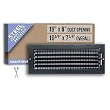 Fits 18x6 Duct Opening Steel Adjustable Air Supply Grille by Handua | Register Vent Cover Grill for Sidewall and Ceiling | Black | Outer Dimensions: 19.75' X 7.75'