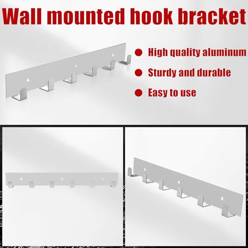 Fsehyue 2Pcs Hanger Aluminum Storage Rack Organizer with 6 Hooks Suitable for Clothes Western Horse Tack Bridle Halter Strap Goods Accessories Hanger Silver - Thumbnail 4