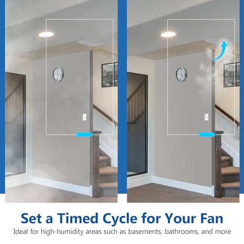 LIDER Fresh Air Circulator Timer and Motion Sensor Light Switch, PIR Sensor, Occupancy/Vacancy, No Neutral Required, ¼ HP, 1-Pole, White, Wall Plate Included - Thumbnail 7