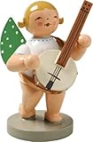 Sammlerstück Wendt & Kuhn Handbemalter Engel aus Holz mit Banjo, Made in Germany, Sammlerstück, Weiß