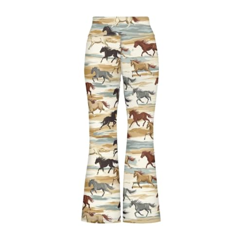 Image of Girls Leggings Floral Print High-Waisted Flared Pants 5-14 Years