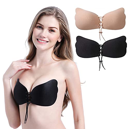 LGZIN Klebe BH, 2 Stück Rückenfrei Trägerloser BH, Trägerlos Selbstklebend BH, Trägerloser Unsichtbarer Klebe BH, Unsichtbarer BH, Für Brautkleid, Badeanzug, Abendkleid (B) Cover
