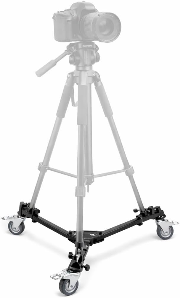 Elite Series Professional Universal Tripod Dolly w/ One Step Easy Lock & Locking Wheels for all Cameras and Camcorders & an eCostConnection Microfiber Cloth