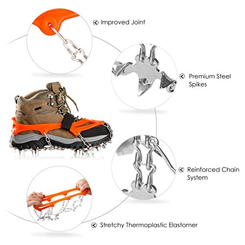 Crampons-Ice-Cleats-Traction-Snow-Grips-for-Boots-Shoes-Women-Men-Kids-Anti-Slip-19-Stainless-Steel-Spikes-Safe-Protect-for-Hiking-Fishing-Walking-Climbing-Mountaineering