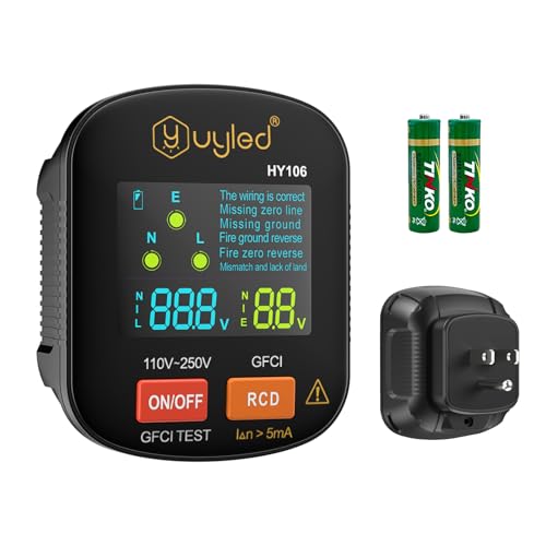 Uyled GFCI Outlet Tester with LCD Display, Standard 3-Prong Receptacle,