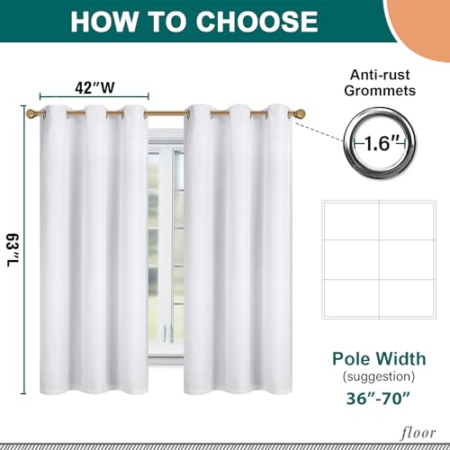 Diraysid 100% Blackout Curtains White Linen Curtains for Bedroom Grommet Thermal Insulated Room Darkening Drapes (2 Panels, W42 x L63 Inch) by Diraysid - Image 3