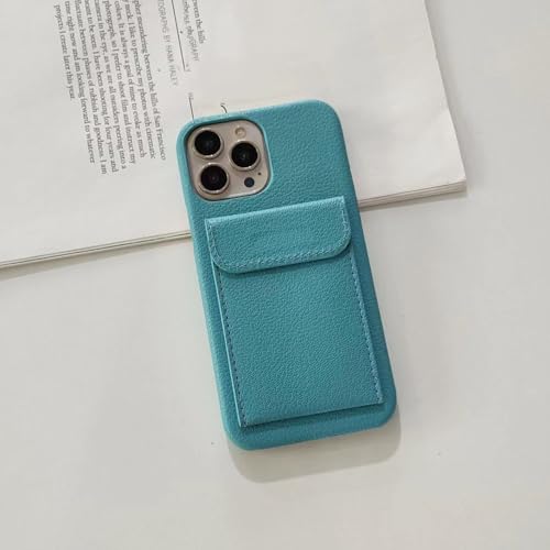 Étui portefeuille haut de gamme en bleu élégant pour iPhone 14 avec porte-carte intégré
