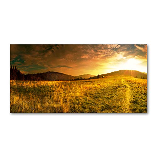 Fond de hotte verre paysage orange pour illuminer votre cuisine moderne