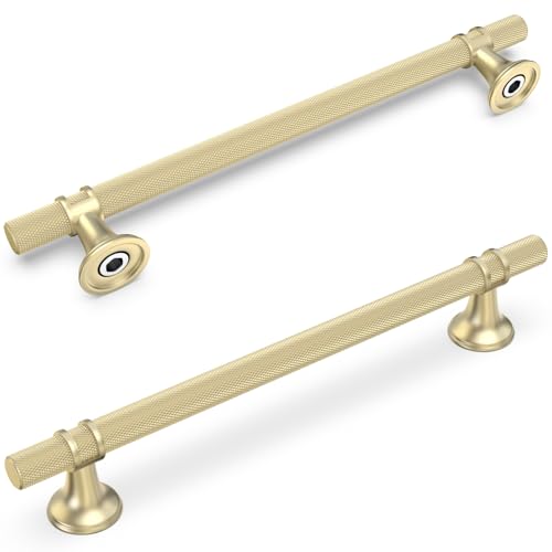 KOMOTIA 10 Pack 7-1/2 Inch Cabinet Pulls knurled Brushed Gold Kitchen Cabinet Handles Aluminum and Zinc Alloy Drawer Pulls Solid Cabinet Hardware by KOMOTIA - Used condition - US$22.83