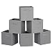 MaidMAX Cloth Storage Cubes Bins Baskets Containers with Dual Handles for Home Closet Nursery Drawers Organizers, Flodable, Dark Gray, Set of 6
