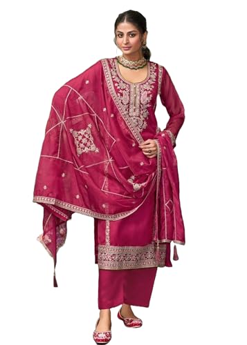 Costume indien en organza doux rose XL chic et raffiné
