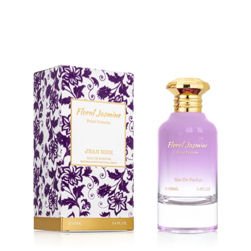 Jean Rish Floral Jasmine, Eau De Parfum For Women (3.4 Fl Oz / 100ml) with Bergamot-Jasmine-Vanilla, Long Lasting and Luxury Fragrance, Made in USA