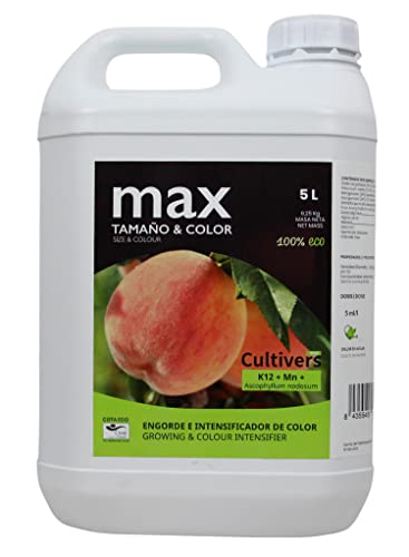 CULTIVERS Abono Engorde de 5 L. Fertilizante Estimulante para Mejorar la Calidad del Fruto Libre de hormonas sintéticas. Cuajado del Fruto, el Engorde, la Coloración y la Maduración de los Frutos