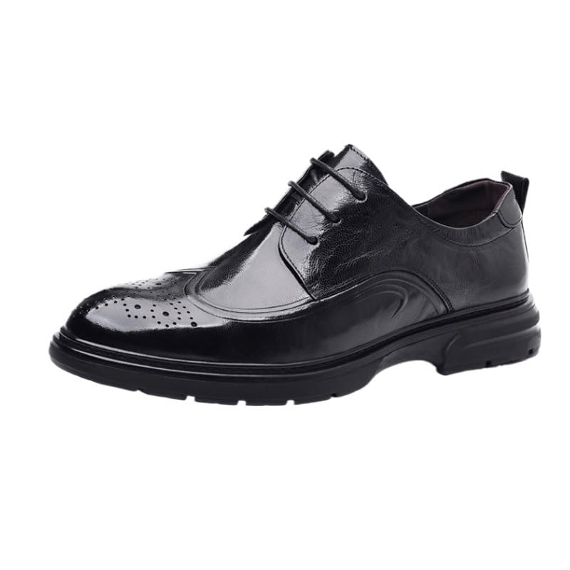 Mens Leather Fashion Oxford Shoes Men's Handmade Leather Modern Classic Lace up Leather Lined Perforated Dress Oxfords Shoes