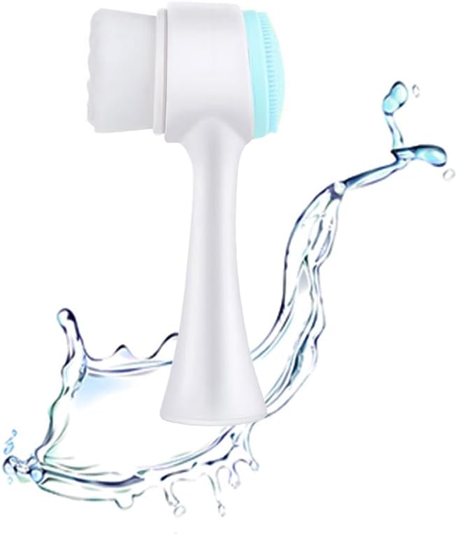 Escova facial manual 2 em 1 de dupla face OHES, com silicone e cerdas macias, Verde e branco
