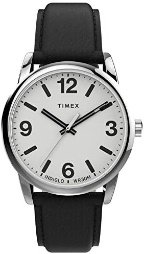 Timex Men's Easy Reader Bold 38mm Watch โ Gold-Tone Case White Dial with Brown Leather Strap