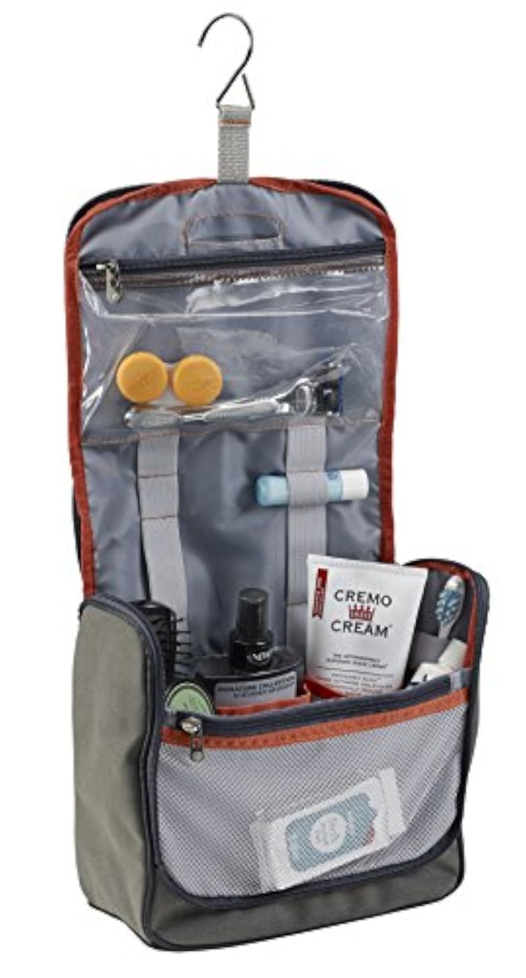 Brushed Twill Hanging Toiletry Kit, Gray