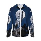 CNTDBU Wolf King Howl Sudadera con capucha de protección solar ligera y transpirable para hombres y mujeres, chaqueta UV para senderismo, correr, viajes, Negro, Altoa única