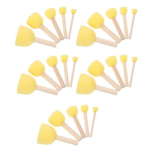 GLSTOY 25Pcs Painting Sponge Brush for Graffiti Creative Art Projects Washable Comfortable Handles for Easy Control Oil Watercolor and Painting